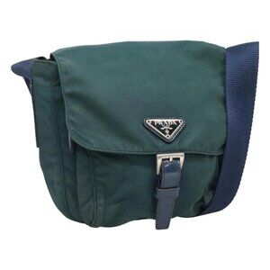 PRADA Shoulder Bag Nylon Green Auth 127874